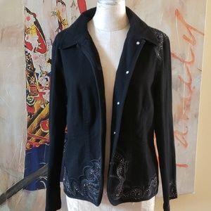 Chicos black denim sequenced jacket